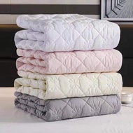 2 Trends Solid Thicken Quilted Mattress Cover King Queen Size Bed Protector Pad Anti-Bacteria Mattress Topper Air-Permeable Bed Pad Cover