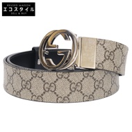 Gucci 473030 KGDHN 互扣式 G 扣環雙面皮革 95・38 [二手]