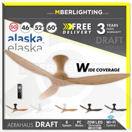 ALASKA Aerahaus DRAFT 46/52/60" Wi-Fi DC Fan with Remote Control, Optional 20W SAMSUNG 3Tone LED