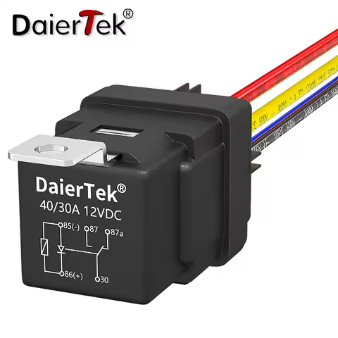 1PC SPDT 5 Pin Waterproof Auto Relay 12V 40A Heavy Duty 14AWG 12 Volt Car Relay Kit Bosch Style and 