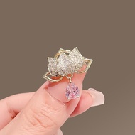 【小朵百货旗舰店】 Water Lotus Chinese Style Brooch Female High-End Temperament Small Brooch Summer Pin Anti-
