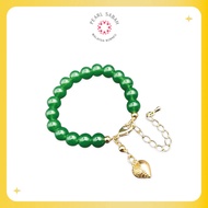 [Pearl Sabah] Gold Plated Green Jade Bracelet | Gelang Jed Suasa | Rantai Tangan Gold Plated Batu Jed Hijau