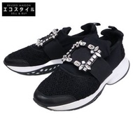 二手 Roger Vivier VIV' RUN RVW50624180KOTB999 Vivlan Bijoux Truss Buckle 橡膠鞋底織物運動鞋，尺寸 39 1/2