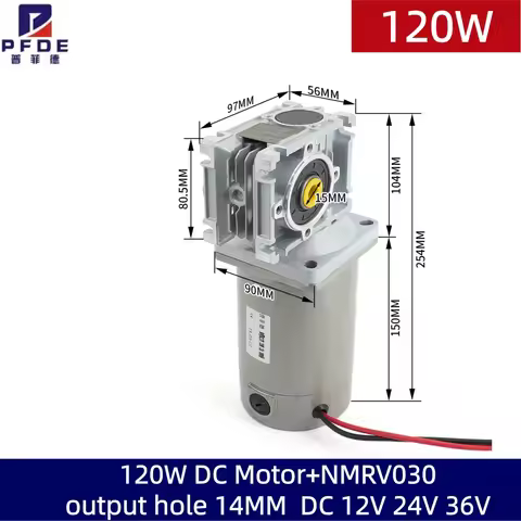 DC Motor 120W 12V 24V 36V 48V High Torque Self-locking Gear Reduction Electric Motor with Turbine Re