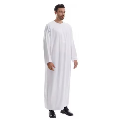 Muslim Men's Pakistani Islamic Style Dress Saudi Arabian Style Long Sleeved Button Up Robe Suitable 