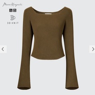 全新轉讓｜Uniqlo and Mame Kurogouchi 3D織法羅紋方領針織衫(長袖) 34 BROWN 棕色