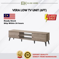 ELISA HOME VERA 6 Feet Low Tv Cabinet/Kabinet/Almari Tv/Rak - Fit To 75 Inches