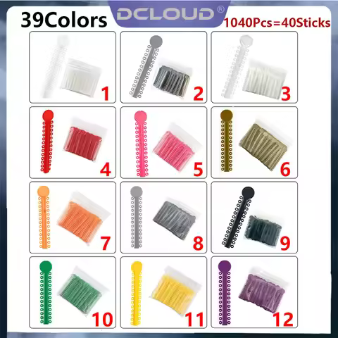 DCLOUD 1040Pcs/40Sticks Dental Orthodontic Ligatures Ties Elastics Modules Bands for Teeth Braces De