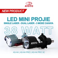 CAHAYA AYOTO CAR MOTORCYCLE LED HEADLIGHT A5 SOCKET H4 3 LEGS PREMIUM HI LOW BEAM 38 WATT SUPER BRIG