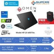 HP Omen 16-b0075tx Gaming Laptop  (E-Wallet RM100) (Intel Core i7 11800H, 16gb ram, 512gb ssd, Nvidia RTX3060 6GB LHR, 16.1" QHD 165Hz, Win10, Black)