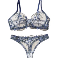 Valentine's Day Sexy Embroidered Flower Mesh Lingerie 2-Piece Set