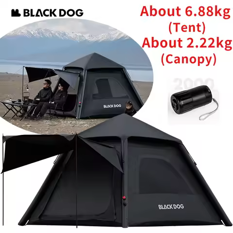 BLACKDOG Leisure Automatic One-touch Tent Quick Open Two Door Inflatable Tent Camping Outdoor Black 