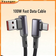 66W USB Elbow Type-C Data Cable, 0.25M/0.5M/1.5M/3M/5M Length Widely Compatible With Type-C Device C