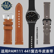 Suitable for Tissot Century-Old Panerai 441 Watch Strap Retro Crazy Horse Leather Strap Genuine Leather 22 24mm