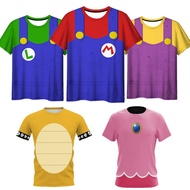 Super Mario Bros Luigi Brigitte Bowser Cosplay T-Shirt Men/Kids Size
