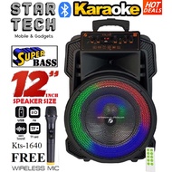 12 INCH KTS-1640 BLUETOOTH TROLLEY SPEAKER KARAOKE SYSTEM