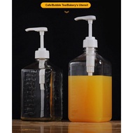 Syrup Glass(1100ml) Glass Bottle with 5cc Pump [Cafe/Bubble Tea/Bakery Shop Quality]