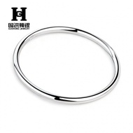 Closed Mouth Simple Solid Pure Silver Plain Ring Women's Smooth Silver Bracelet Bangle Hong9999Pure 