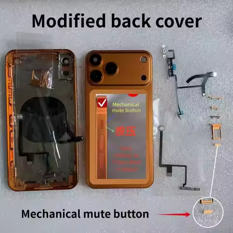 Modified Back Glass Battery Cover Mid Frame Housing For iPh XR XS Max 11PM Convert to 17 Pro Max DIY
