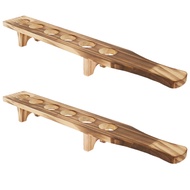 2 Pcs Shot Glass Tray Wood Shot Glass Holder Shot Glass Stand with 6 Holes Shot Glass Serving Tray F