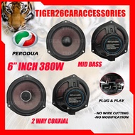 High Quality Perodua OEM Plug & Play 6" Inch 380 Watts 2 Way Coaxial / Mid Bass Speaker 12V Car Spea