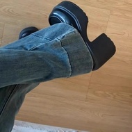 woman shoes happy2u Tumit tinggi tebal hitam, kasut kulit kecil, kasut wanita Mary Jane, musim bunga