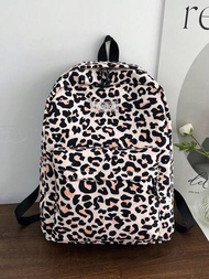 Mochila Casual De Gran Capacidad Con Patrón Vaca/leopardo De Nylon Estilo Ins