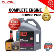 DUCAL SEMI SYNTHETIC Engine Oil 10W40 API SM/CF 4 Litres (FREE Engine Flush Oil Treatment) 10W40 4L MINYAK HITAM ENJIN