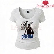 LANCAICAI Slim U Fitted Female Tee Grunge Motivational Quote Crown Accent Portrait Daily Outfit