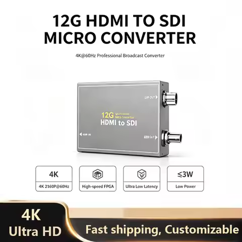 12G HDMI to SDI Micro Converter 4K 60Hz Ultra Low Latency Broadcast Adapter SDI Loop Out Support 3G 