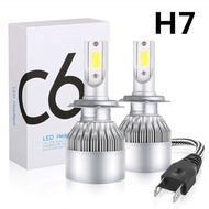1คู่ ไฟหน้ารถยนต์ C6 LED แสงสีขาว H1 H3 H4 H7 H11 9005 9006 36W 6000K