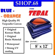 Canvas Waterproof Blue Orange Tarpaulin thick series 1414 size 6 feet - 30 feet