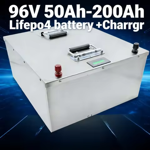 96V 50Ah-200Ah LiFePO4 Battery Deep Cycle Lithium Iron Phosphate Battery High Capacity Rechargeable 