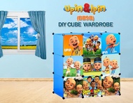 Upin Boboiboy BLUE 9 cube DIY Multipurpose Wardrobe Cabinet Clothes Storage Organizer Almari Rak Dropship