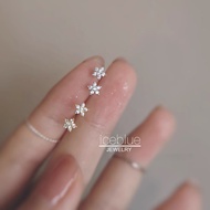【iceblue】Diamond Mini Small Flower S925 Ear Studs Earrings 14K Gold Plated Waterproof Non Tarnish Je
