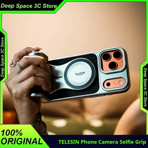 TELESIN Phone Camera Selfie Grip Bluetooth Remote Control Adapter Handle Holder for iPhone 17 Pro/Ma