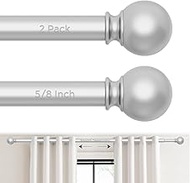 2 Pack Silver Curtain Rods 28 to 48 Inches(2.3-4 Feet),5/8 inch Splicing Drapery Rods,Small Curtain 