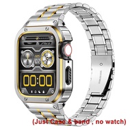 สายเหล็กสแตนเลส45มม. 44มม. + สายเคสสำหรับ Apple Watch 49มม. กันชนโลหะพิเศษ44มม. ปลอกคอกันสุนัขเลียอุปกรณ์เสริมสายรัดยาง I Watch Series 4 5 SE 6 7 8 (ไม่มีนาฬิกา)