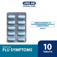 Unilab Bioflu 10 Tablets - Relief of Flu and other symptoms like Fever, Headache, Cough and Colds