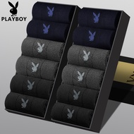 Playboy VIP Socks Men's Pure Cotton Mid-Tube Sports Trendy Socks Sweat-Absorbent Physical 10.23