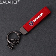 Car Suede Leather Keychain Metal Key Rings Chains Best Gifts For Saab 93 900 9000 03-10 Scania BJ SC