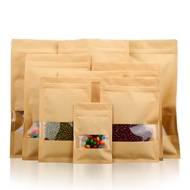 50pcs brown kraft paper bag/ziplock bag/storage zipper kraft bag for food storage/cookies bag/packaging bag