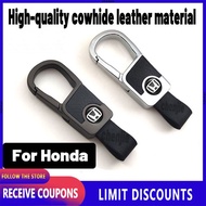 High-quality cowhide leather car keychain /Fashion Metal key holder car accessories For Honda Civic City CR-V Jazz Accord Odyssey Brio Mobilio Fit HR-V Pilot Shuttle
