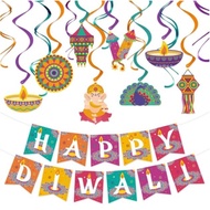2023 Diwali Banner Party Decoration Happy Diwali Pull Flag Spiral Gift for Indian Festvial Deepavali Decoration