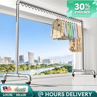 Mega Sale Iron Pipe Clothes Rack With Wheels Heavy Duty Stainless Pengering Pakaian Ampaian Baju Rak