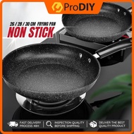 26 / 28 / 30 cm Non-Stick Frying Pan Black Resistant Superior Deep Frying Wok Pan Durable Scratch Heat Induction Kuali