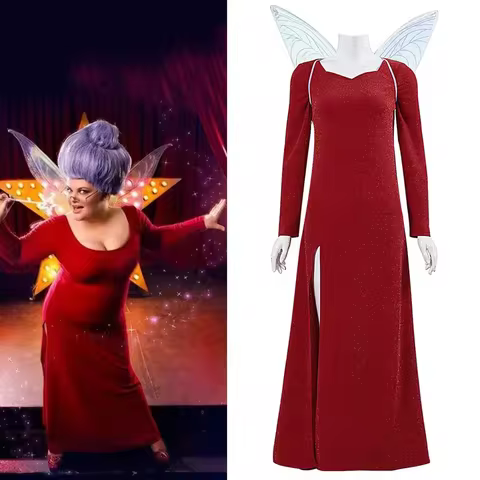 Shrek the Monster Fairy Godmother Cosplay Dress Long Dress Halloween Fairy Wings stage show set