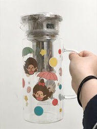 Monchhichi  1.2升 玻璃水壺連不鏽鋼茶隔