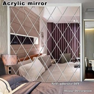 4 PCS Acrylic Mirror Self Adhesive Mirror Wall Sticker Flexible Non Glass Mirror Tiles home DIY Deco