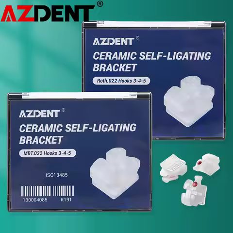 AZDENT Dental Self-ligating Ceramic Brackets SL Clear Roth/MBT 0.022 with Hook 345 Orthodontic Invis
